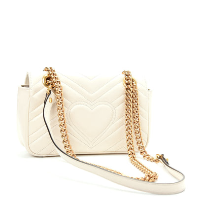 Gucci Calfskin Matelasse Mini GG Marmont Shoulder Bag White 3 of 11