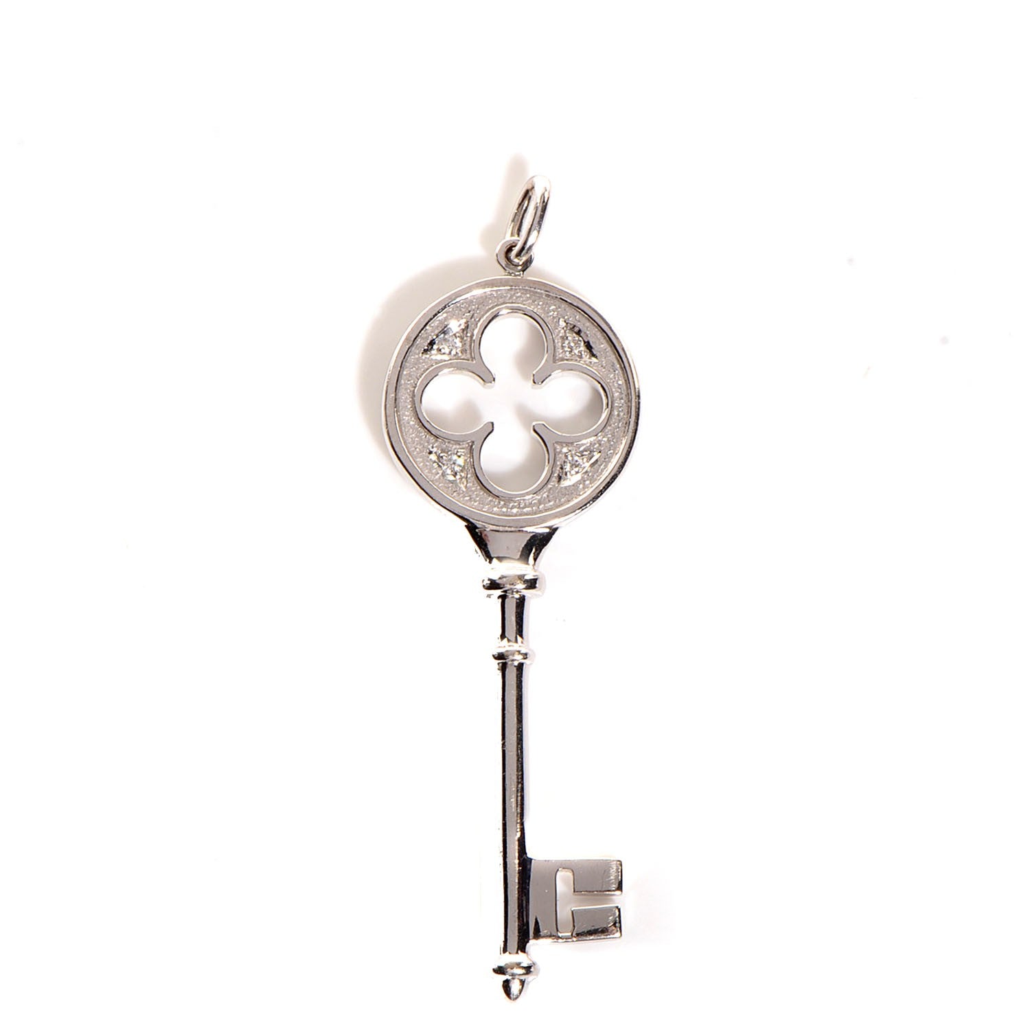 Tiffany White Gold Diamond Quatrefoil Key Pendant 1 of 4