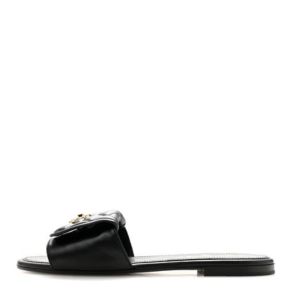 Chanel Lambskin Quilted Turnlock Flat Mules 39 Black 1 of 10