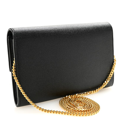 Saint Laurent Grain de Poudre Uptown Chain Wallet Black 2 of 9