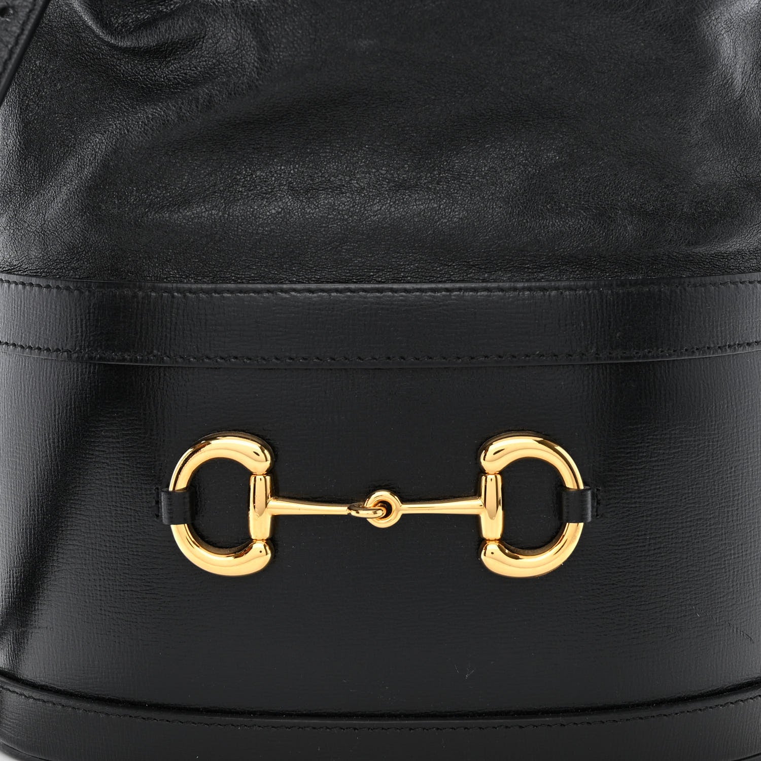 Gucci Azalea Sakai Calfskin Horsebit 1955 Drawstring Bucket Bag Black 8 of 11
