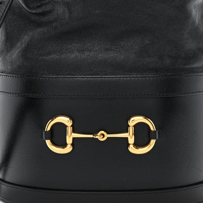 Gucci Azalea Sakai Calfskin Horsebit 1955 Drawstring Bucket Bag Black 8 of 11