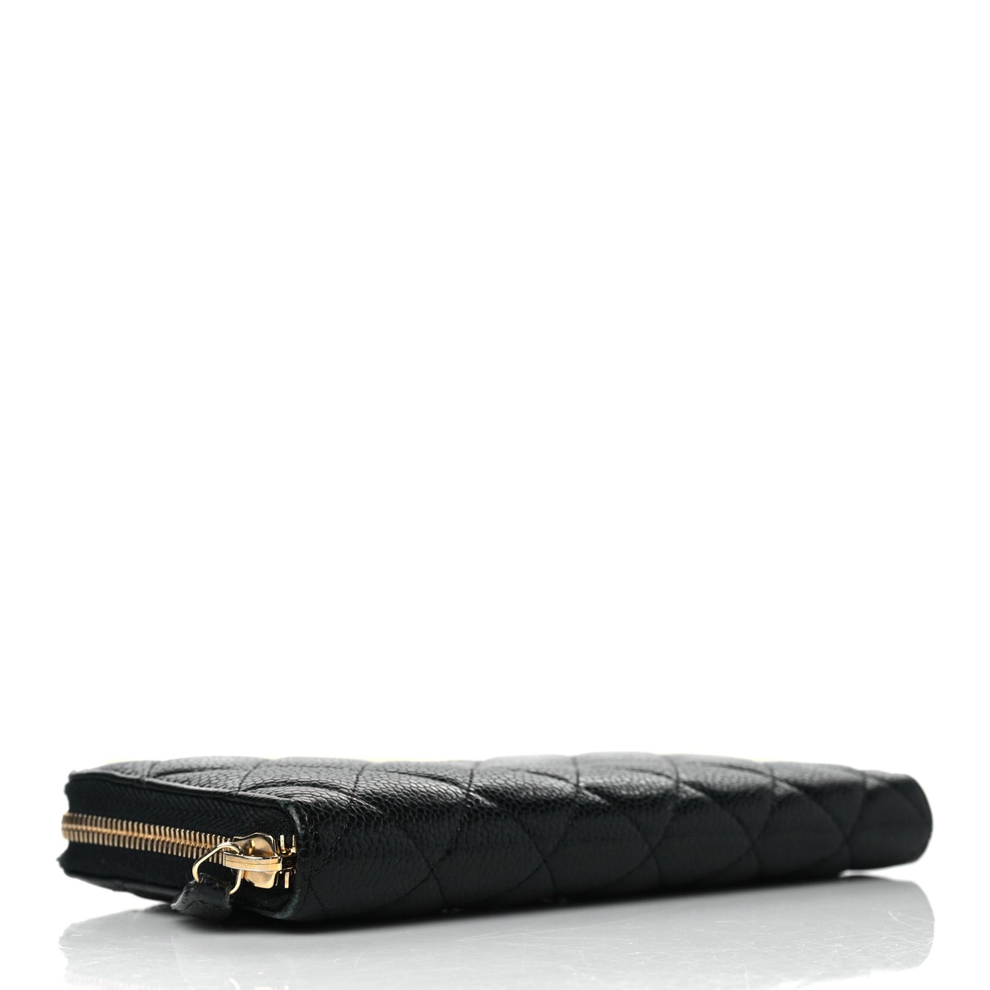 Caviar Quilted Large Gusset Zip Around Wallet Black