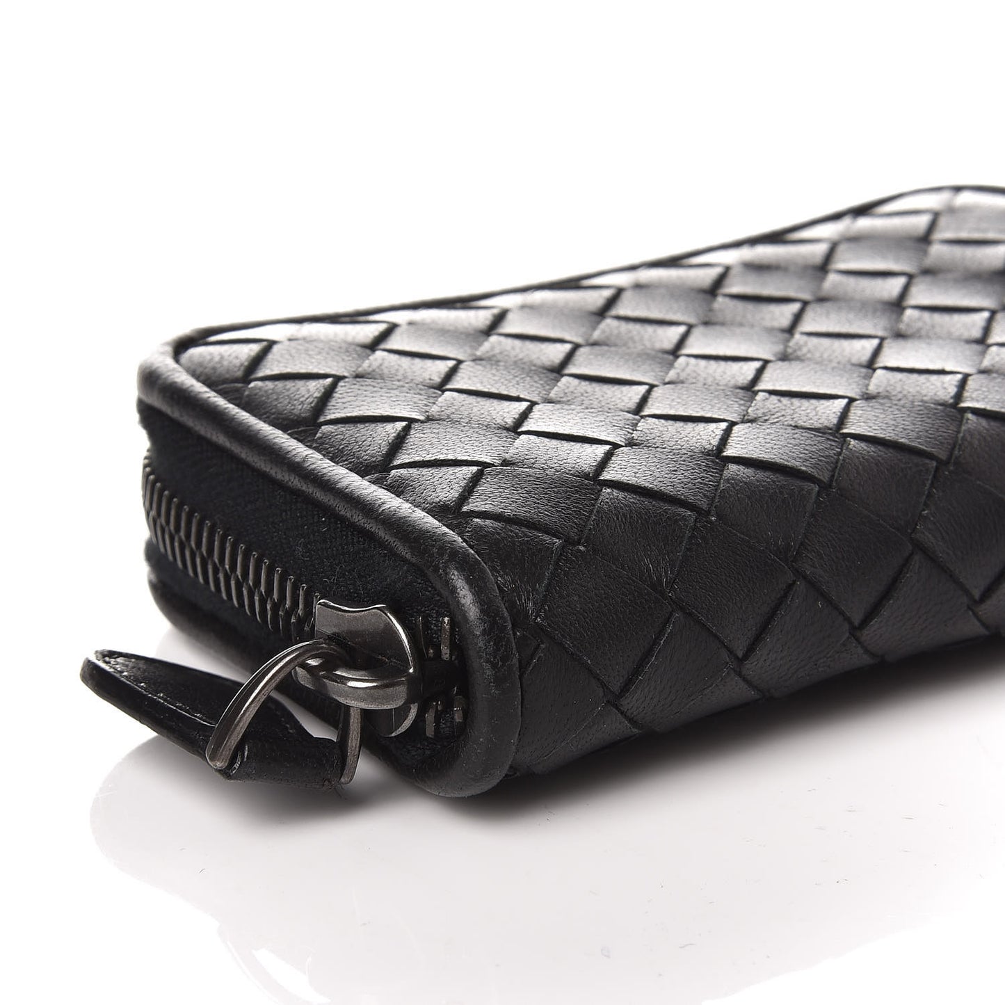 Nappa Intrecciato Zip Around Coin Purse Black