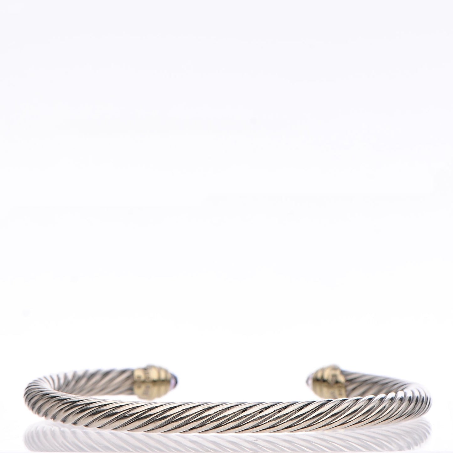 Sterling Silver 14K Yellow Gold Amethyst 5mm Cable Classics Petite Color Bracelet