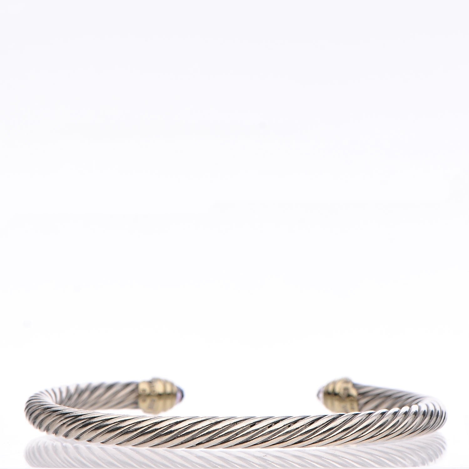 David Yurman Sterling Silver 14K Yellow Gold Amethyst 5mm Cable Classics Petite Color Bracelet 3 of 5