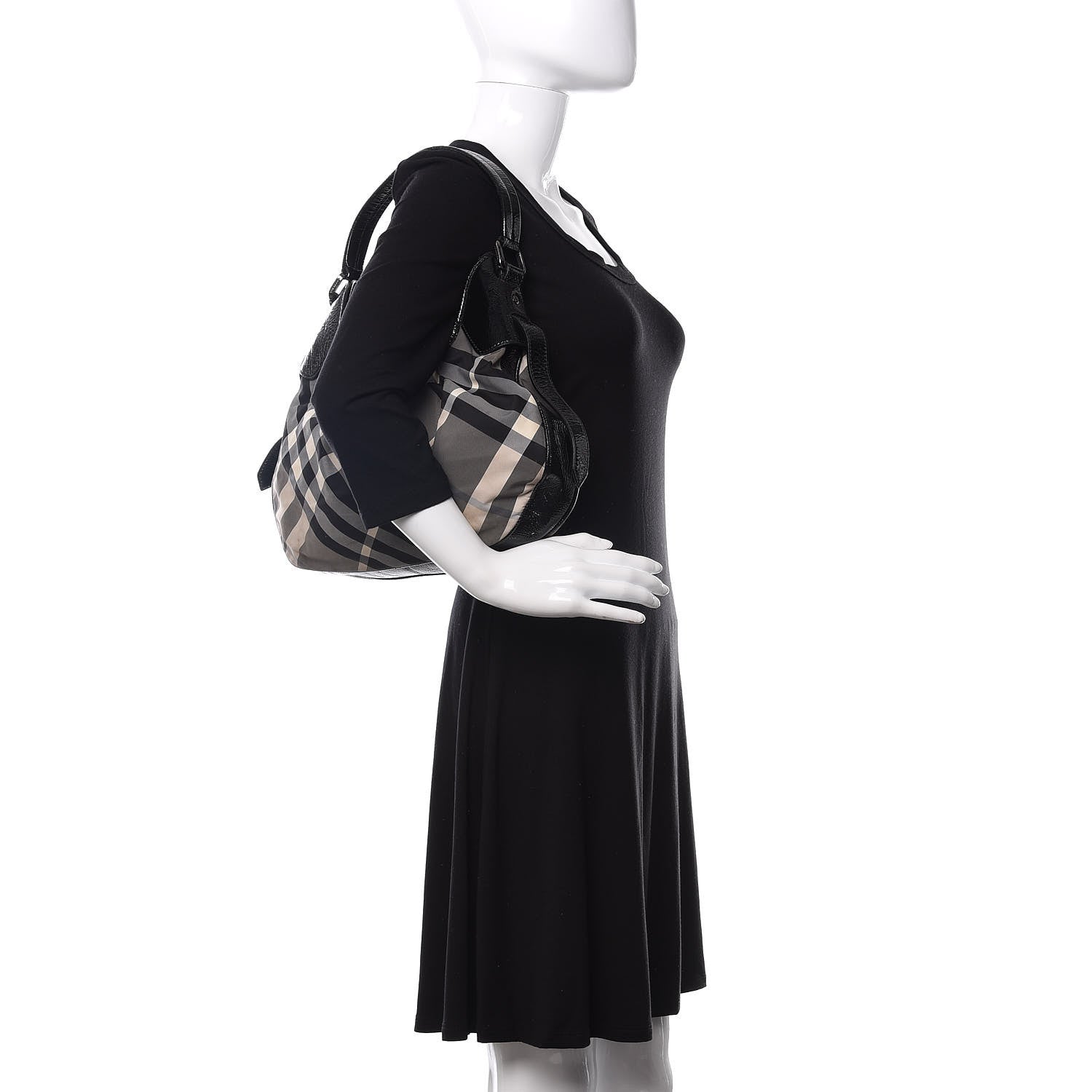 Burberry Beat Check Small Brooklyn Hobo Black 2 of 9