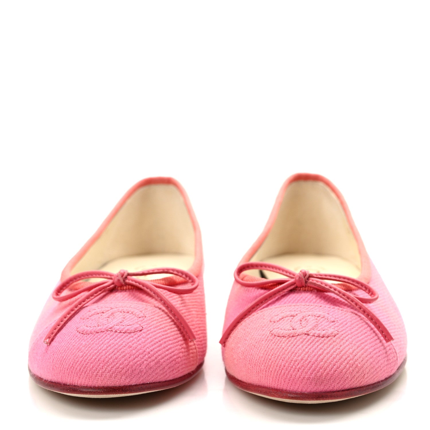Chanel Fabric Cap Toe CC Ballerina Flats 36.5 Coral Pink Orange 2 of 9