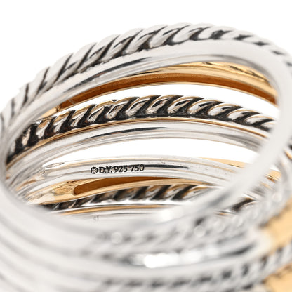 David Yurman Sterling Silver 18K Yellow Gold Wide Crossover Collection Ring 55 7.25 4 of 4