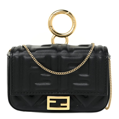 Fendi Nappa Matisse FF Embossed Nano Baguette Charm Black 1 of 12