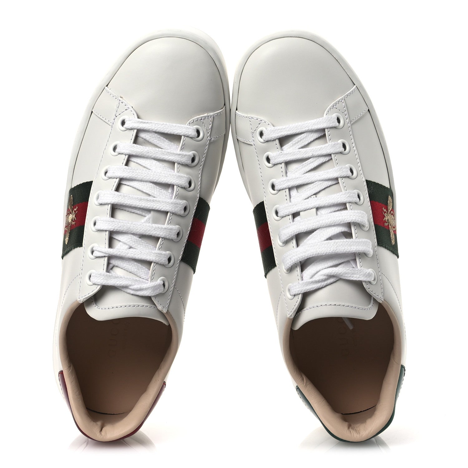 Gucci Calfskin Web Bee Embroidered Womens Ace Platform Sneakers 35.5 White 2 of 11
