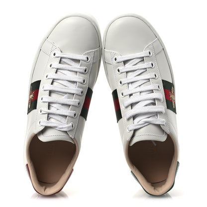 Gucci Calfskin Web Bee Embroidered Womens Ace Platform Sneakers 35.5 White 2 of 11