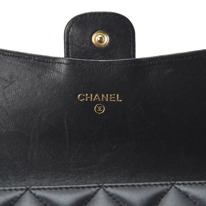 Chanel Lambskin Quilted Large Gusset Flap Wallet Black 7 of 10