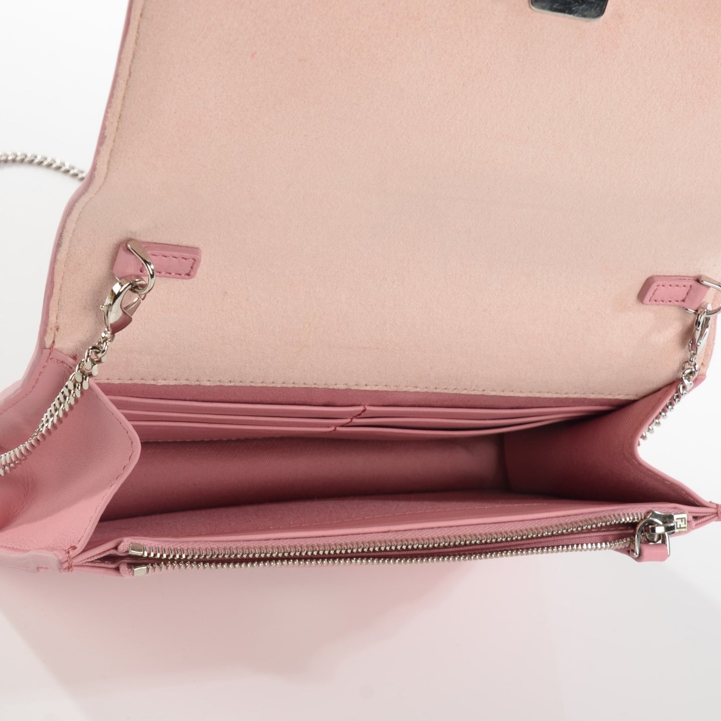 Vitello Flamingo Tube Wallet on Chain Pink
