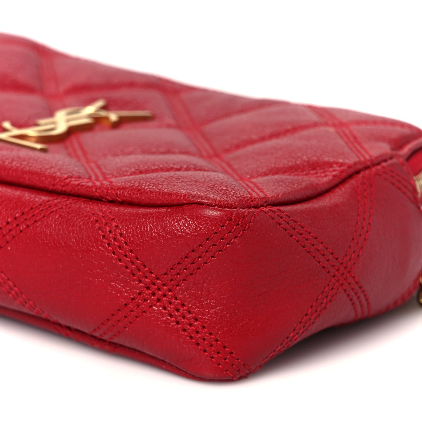 Grained Lambskin Quilted Mini Becky Double Zip Bag Rouge Eros