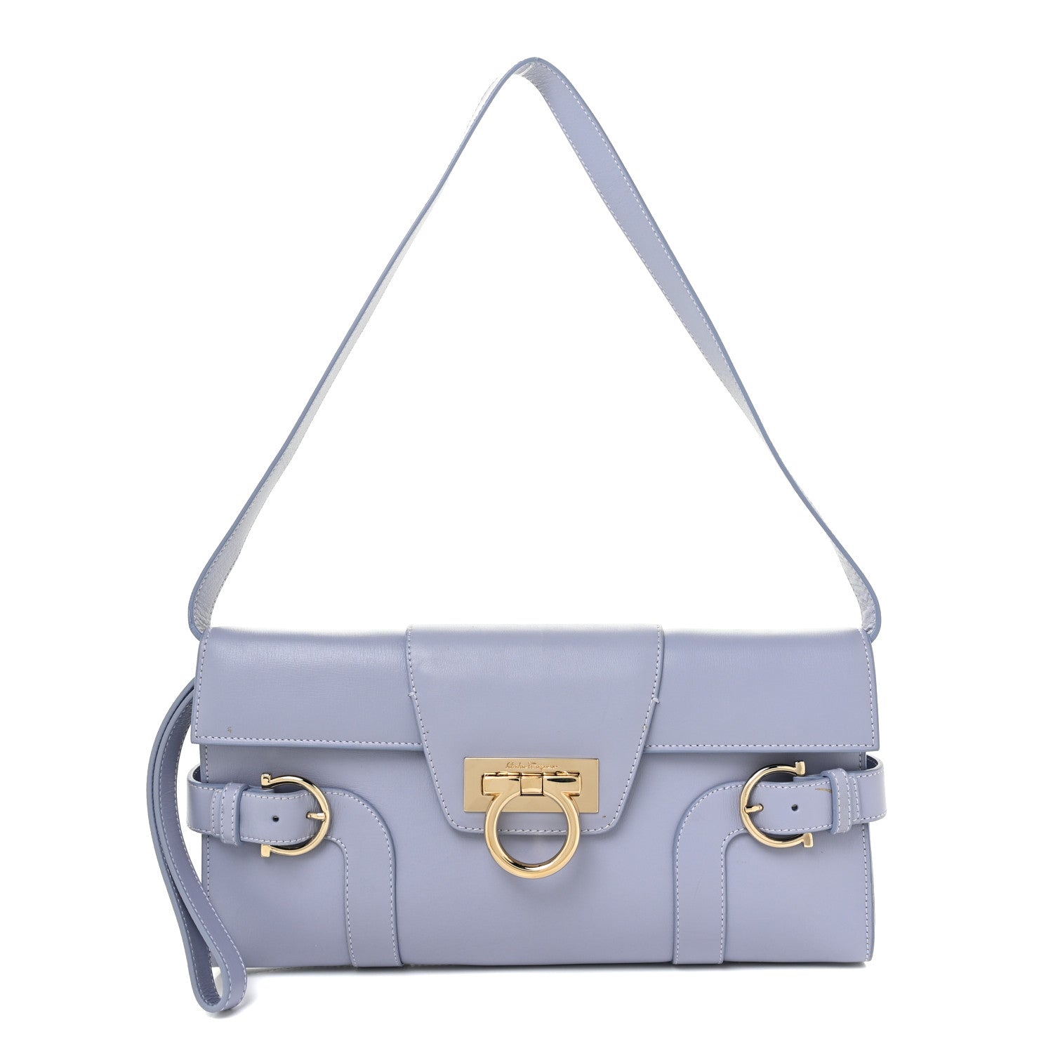 Salvatore Ferragamo Calfskin Motherwell Clutch Lilac 1 of 14