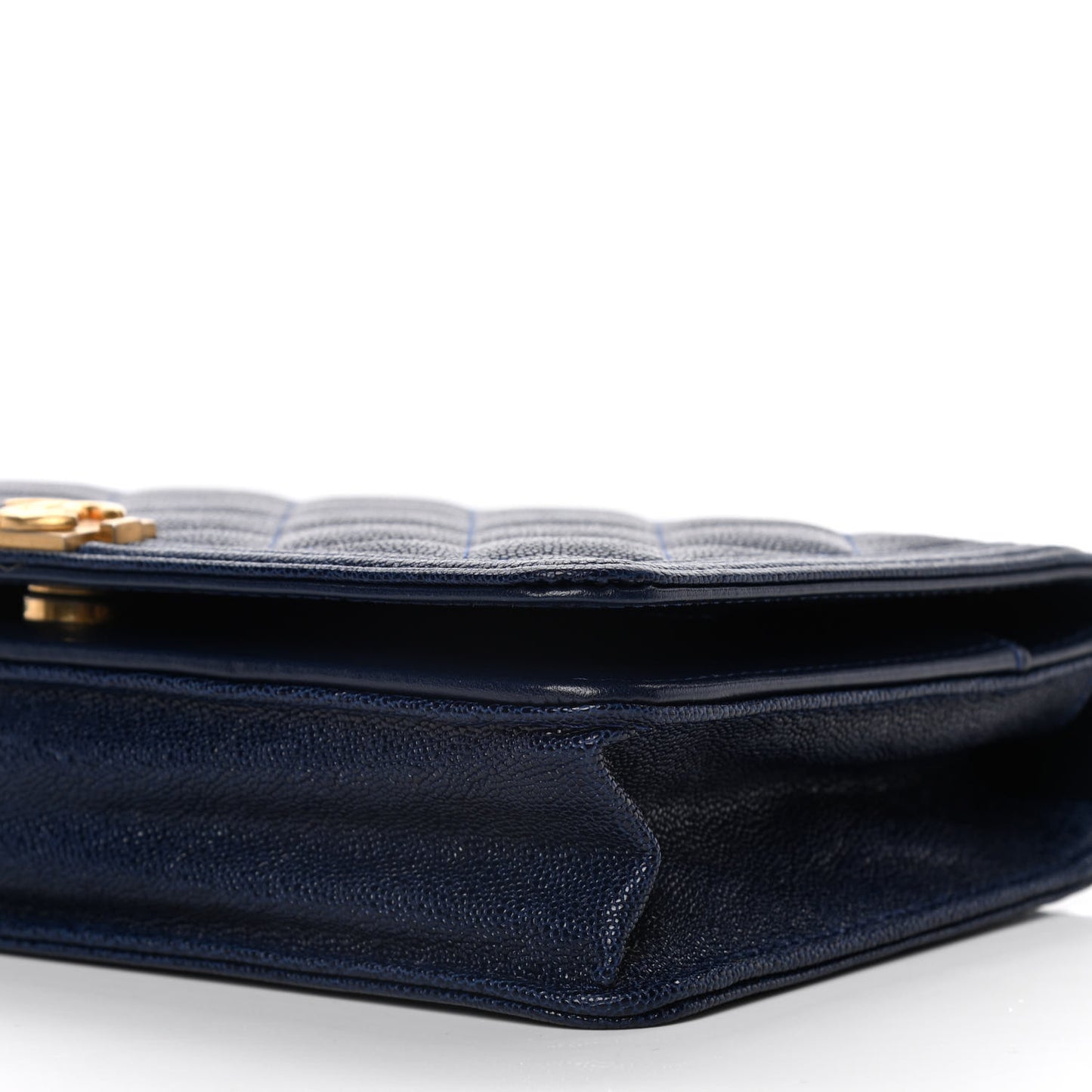 Caviar Quilted Boy Wallet On Chain WOC Navy