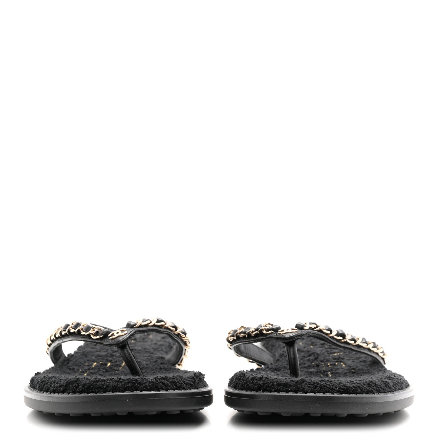 Chanel Lambskin CC Chain Thong Sandals 39 Black 3 of 10