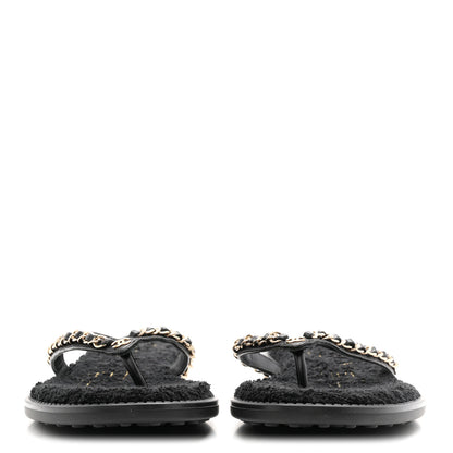 Chanel Lambskin CC Chain Thong Sandals 39 Black 3 of 10