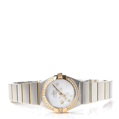 Omega Stainless Steel 18K Yellow Gold Diamond Bezel Mother of Pearl 24mm Constellation Quartz Watch 123.25.24.60.05.001 2 of 6