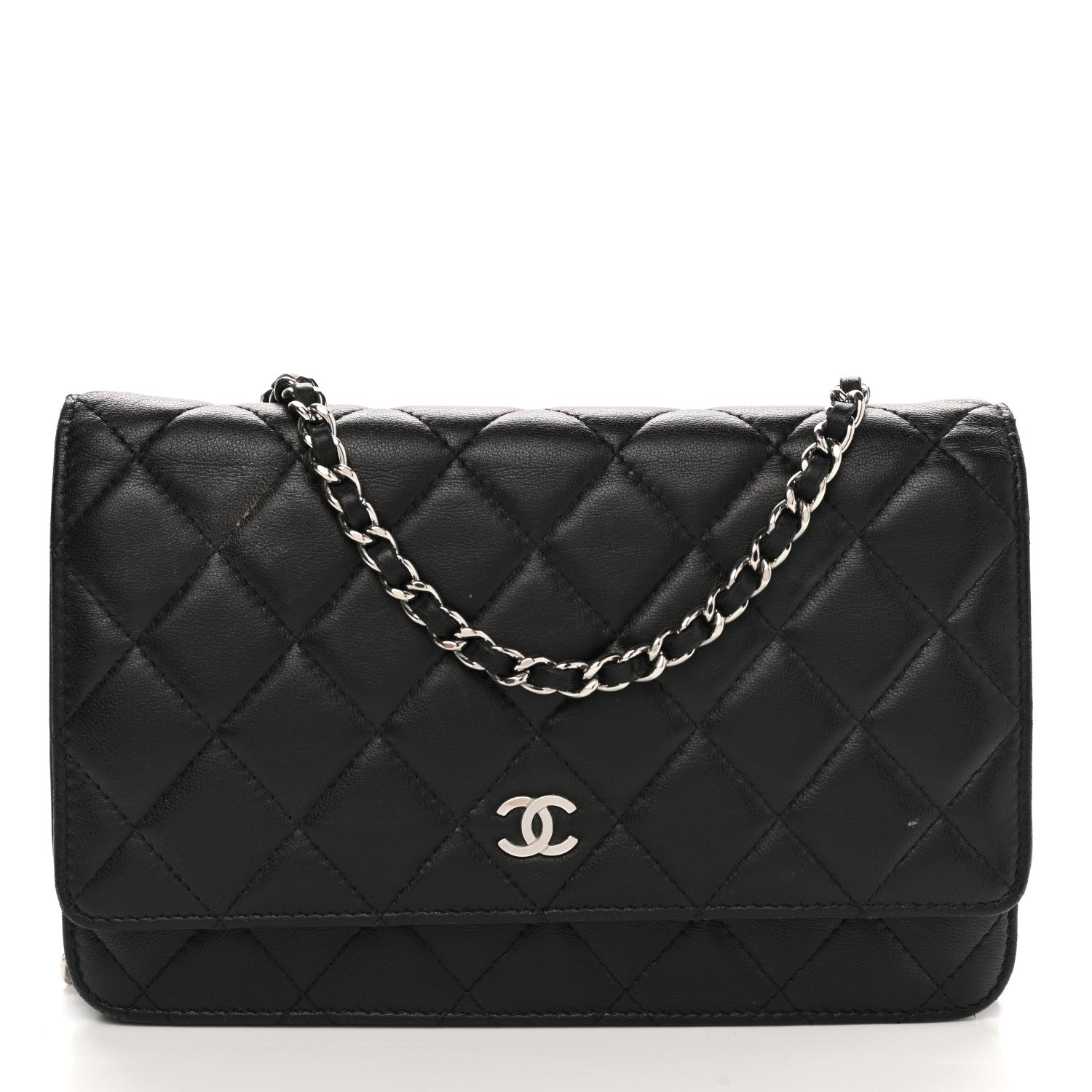 Chanel Lambskin Quilted Wallet On Chain WOC Black 1 of 14