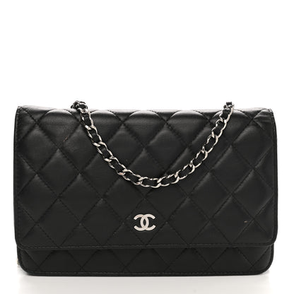 Chanel Lambskin Quilted Wallet On Chain WOC Black 1 of 14
