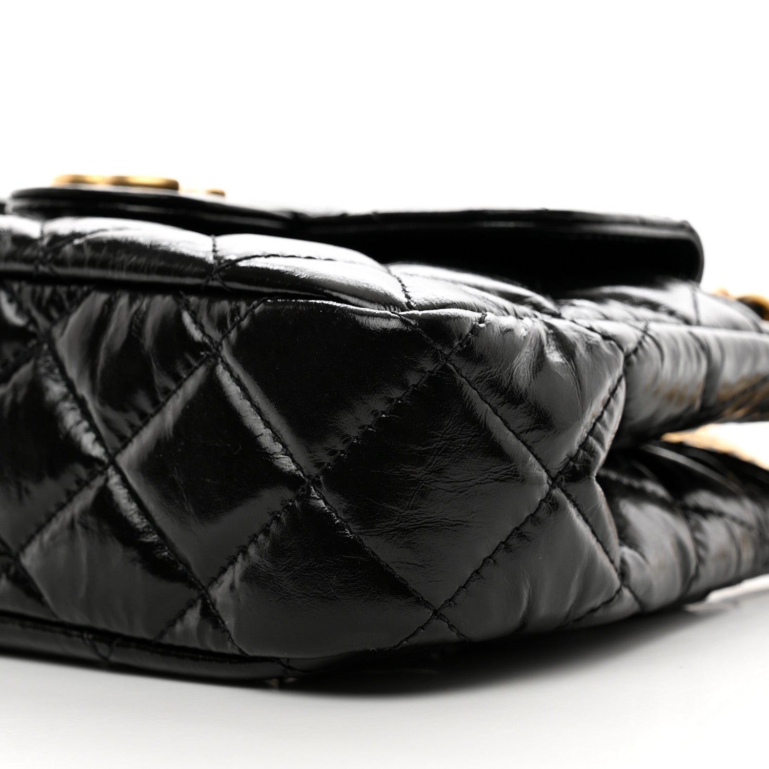 Chanel Shiny Crumpled Calfskin Quilted Small Wavy CC Hobo Black 10 of 11