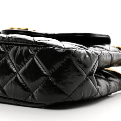 Chanel Shiny Crumpled Calfskin Quilted Small Wavy CC Hobo Black 10 of 11