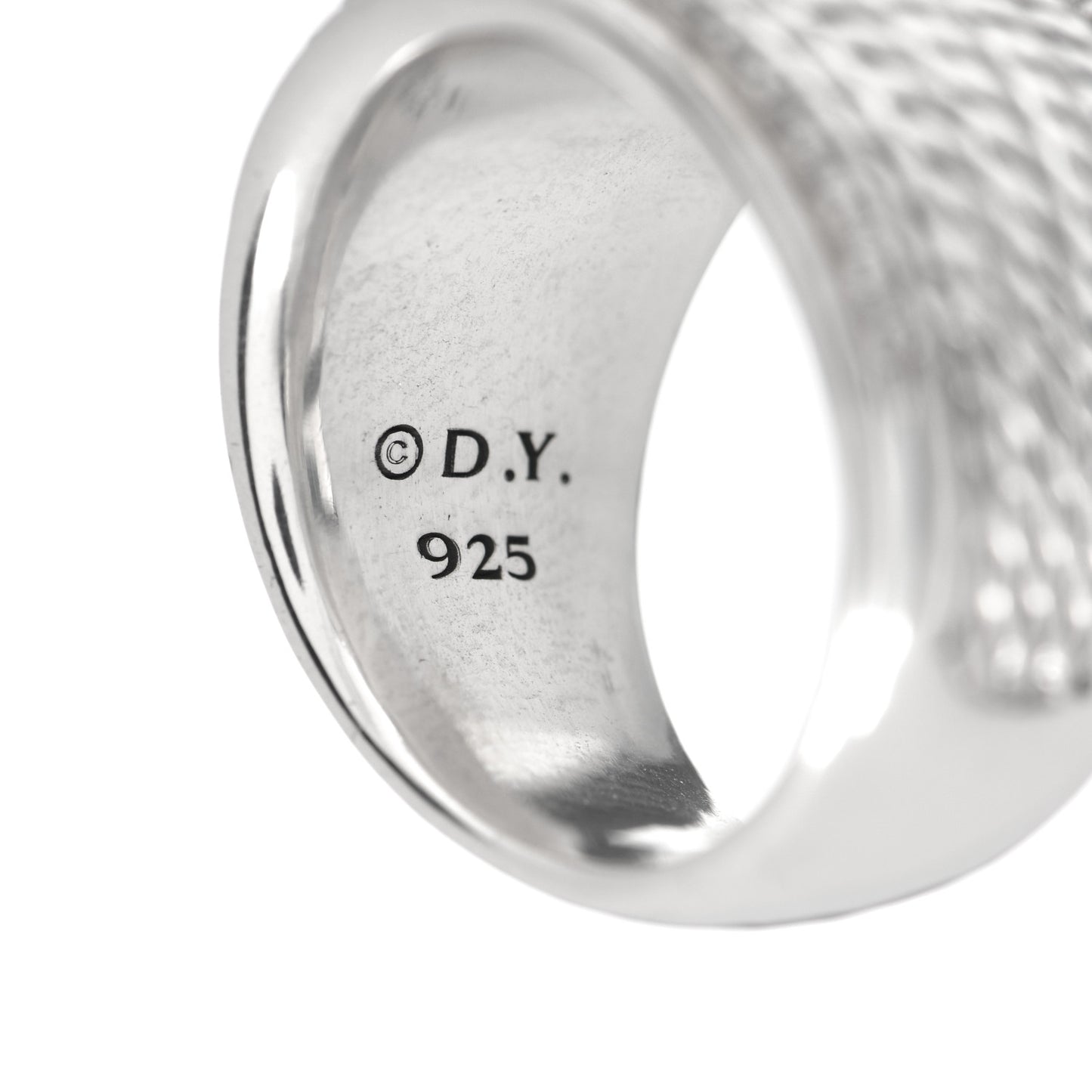 Sterling Silver Diamond Cable Cigar Band Ring 56 7.5