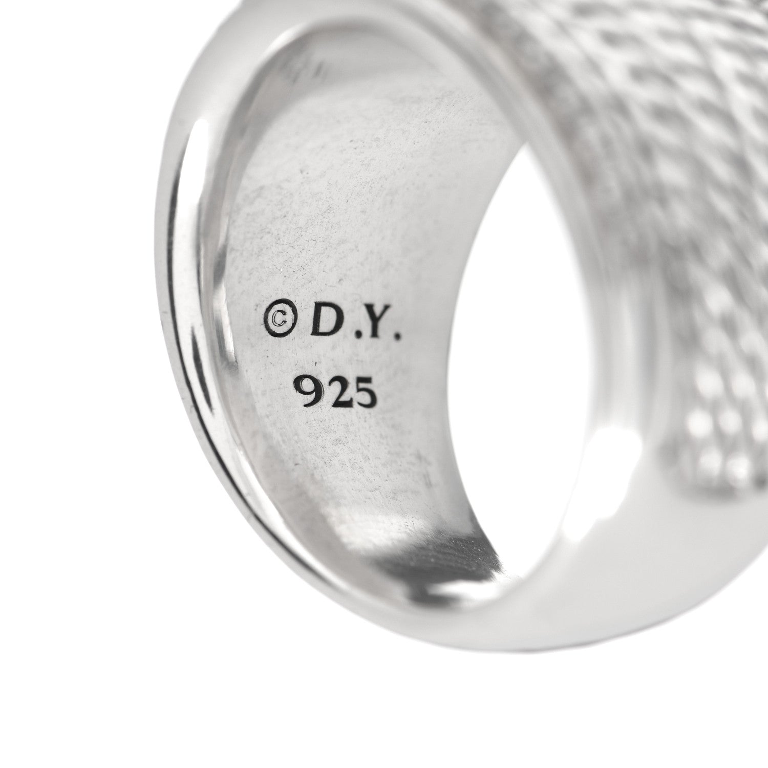 David Yurman Sterling Silver Diamond Cable Cigar Band Ring 56 7.5 5 of 5