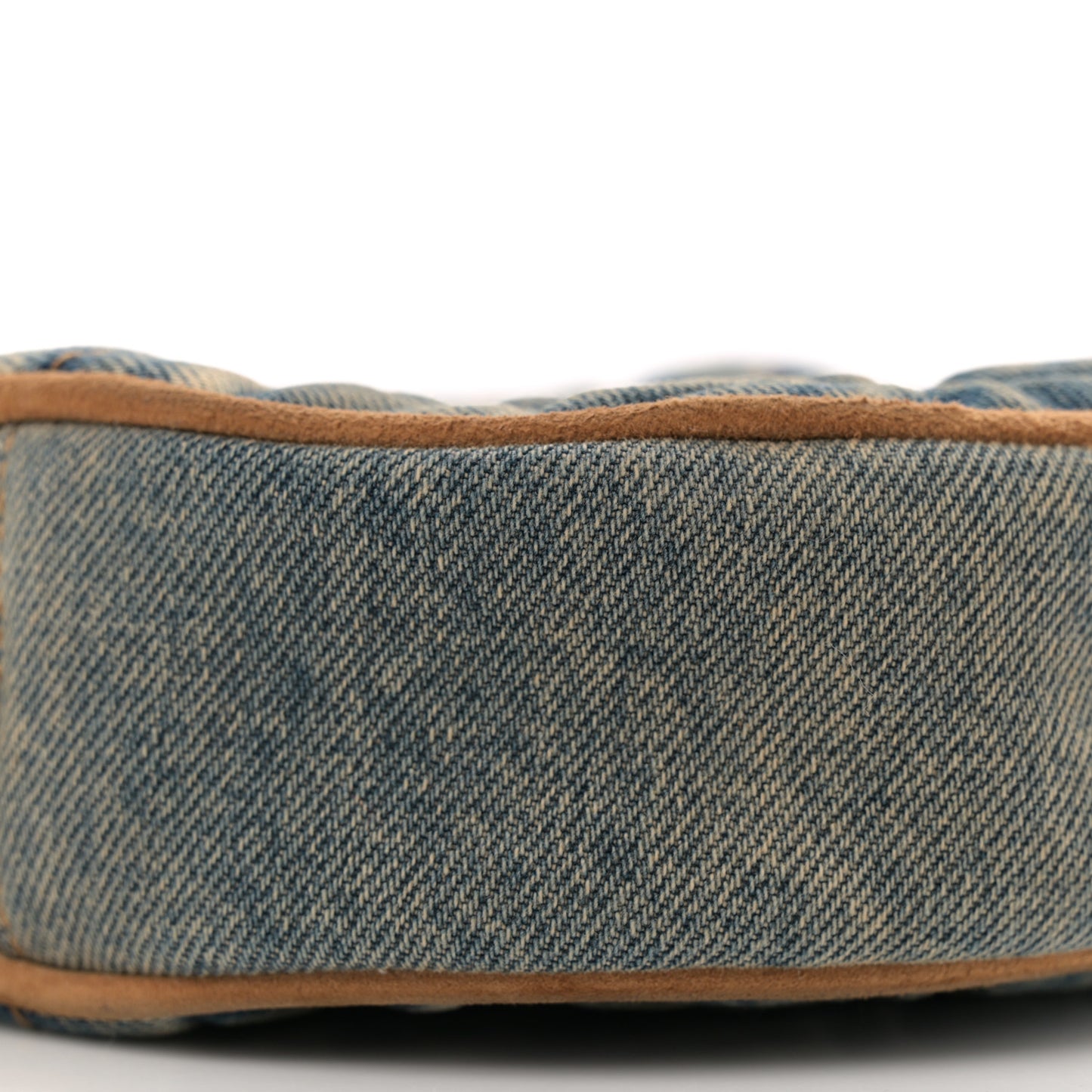 Denim Quilted Monogram Round Crossbody Bag Rodeo Blue