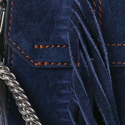 Givenchy Suede Fringe Small GV3 Shoulder Bag Blue 10 of 11