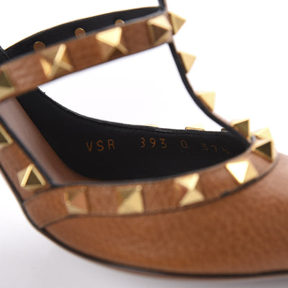 Valentino Garavani Pebbled Calfskin Rockstud Ankle Strap 100mm Pumps 37.5 Cuoio 8 of 9