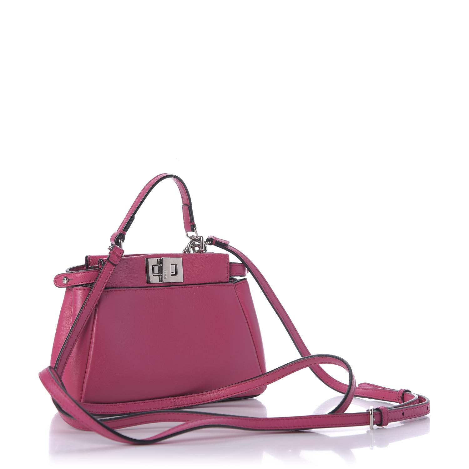 Fendi Nappa Micro Peekaboo Iconic Satchel Magenta 3 of 9