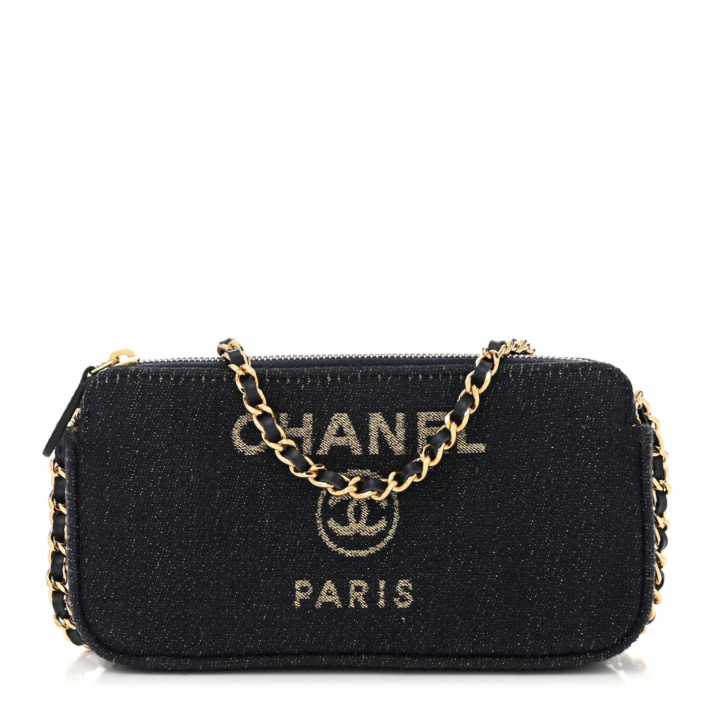 Canvas Small Deauville Clutch With Chain Black