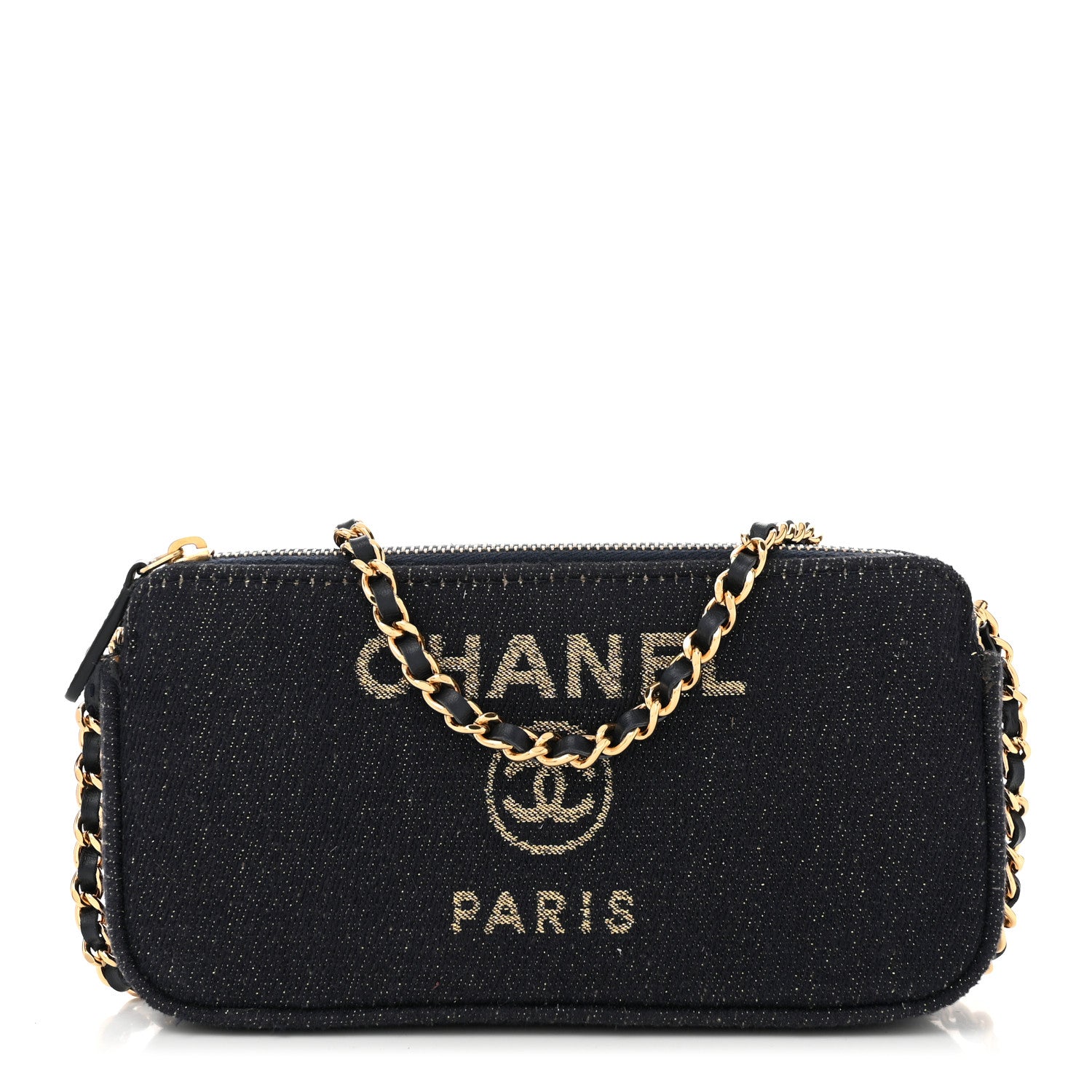 Chanel Canvas Small Deauville Clutch With Chain Black 1 of 11
