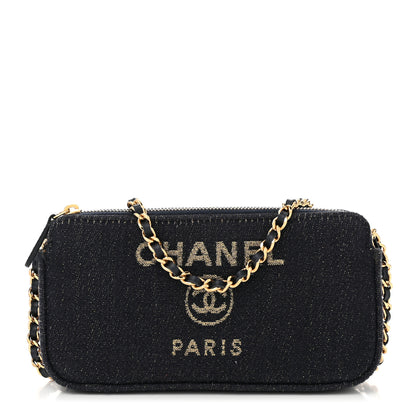 Chanel Canvas Small Deauville Clutch With Chain Black 1 of 11