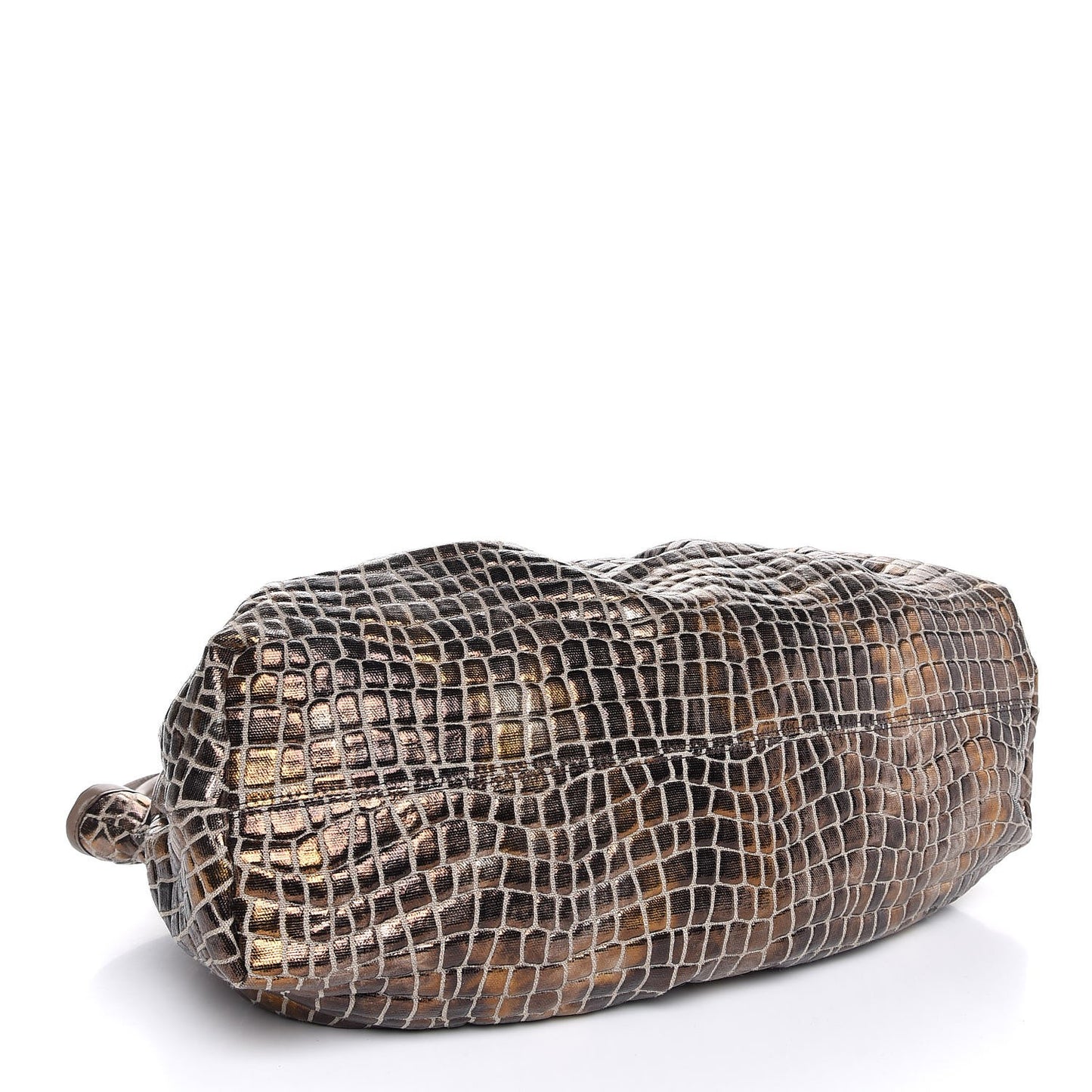 Metallic Canvas Crocodile Embossed Large Chef Shopper Tote Bronze
