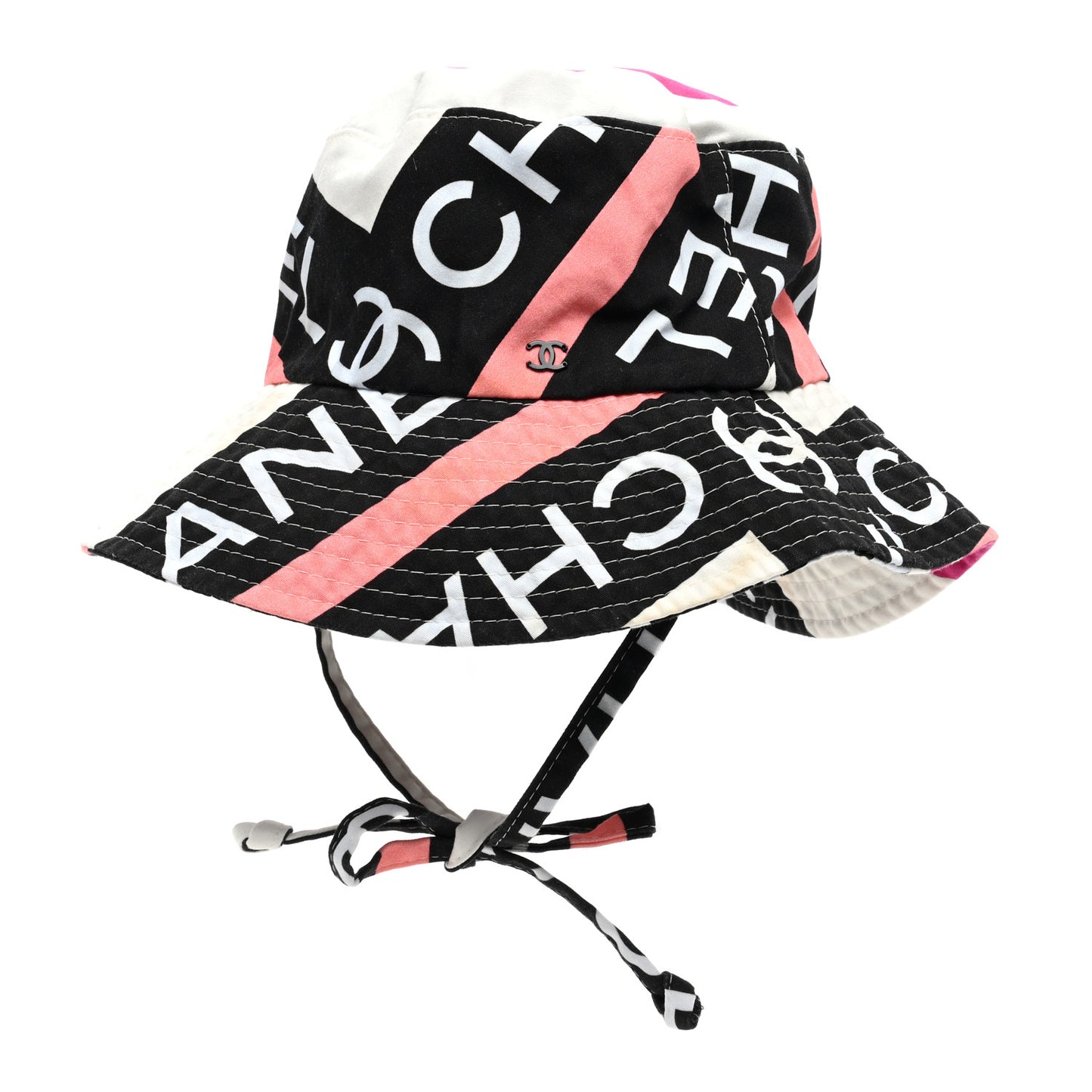 Cotton Logo Cloche Hat S Ecru Black Pink