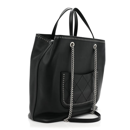 Chanel Calfskin Large Coco Eyelets Shopping Tote Black 3 of 10