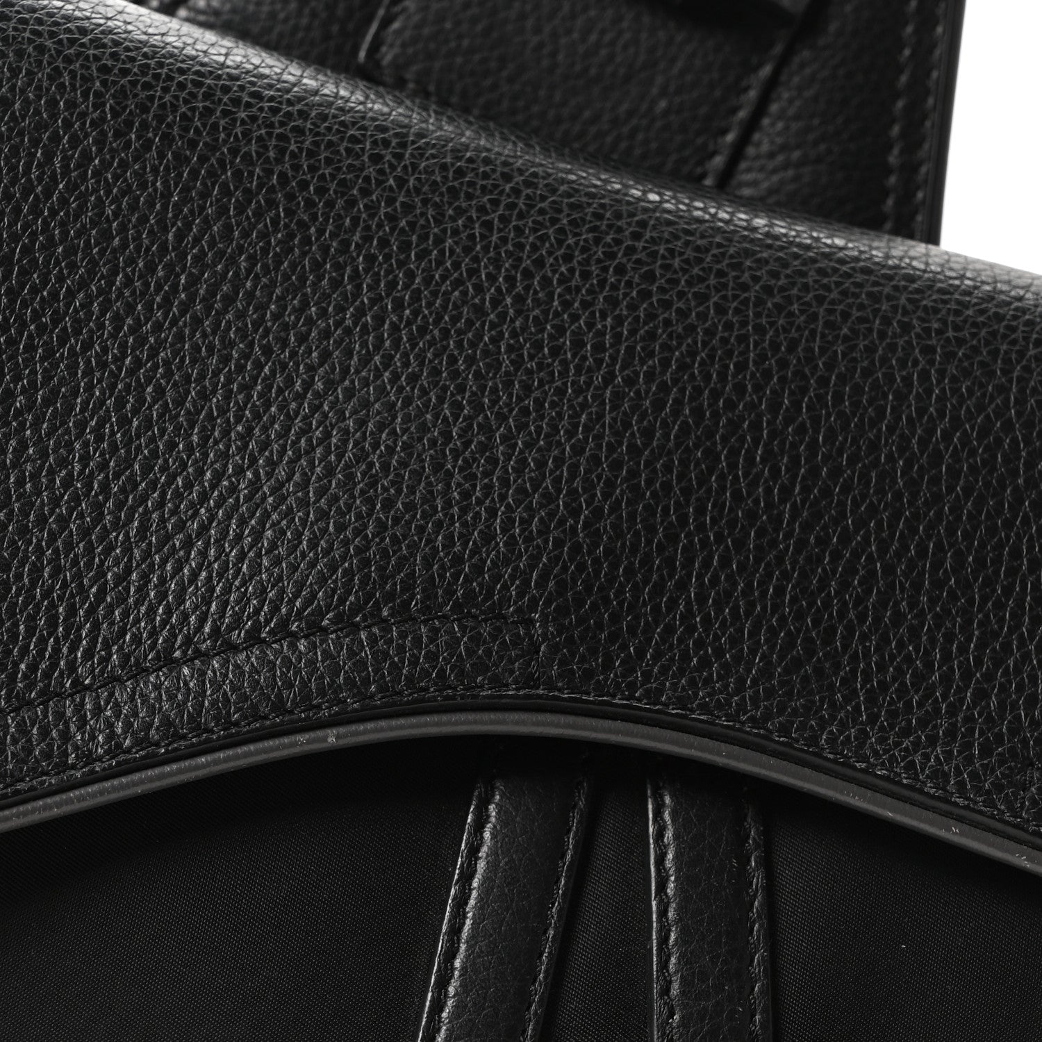 Christian Dior X Sacai Grained Calfskin Technical Fabric Mens Saddle Bag Black 7 of 9