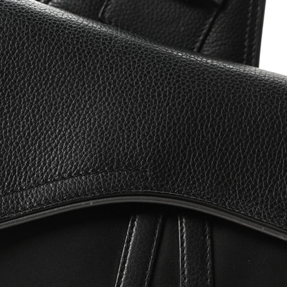 Christian Dior X Sacai Grained Calfskin Technical Fabric Mens Saddle Bag Black 7 of 9