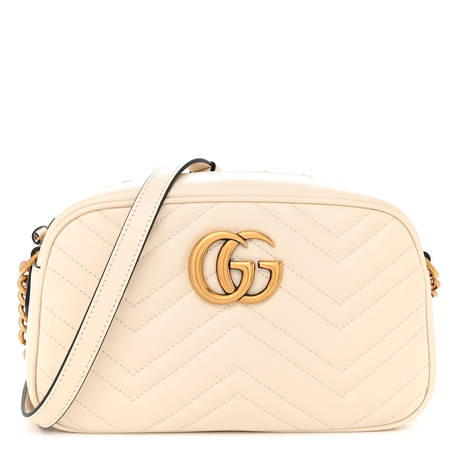 Gucci Calfskin Matelasse Small GG Marmont Chain Shoulder Bag White 1 of 12