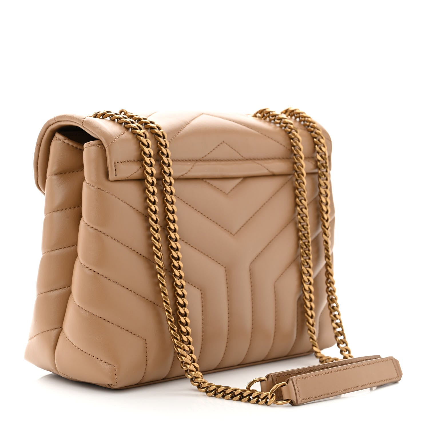 Saint Laurent Calfskin Y Quilted Monogram Small Loulou Chain Satchel Dark Beige 3 of 13
