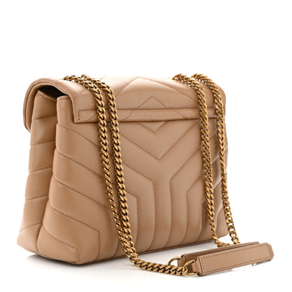 Saint Laurent Calfskin Y Quilted Monogram Small Loulou Chain Satchel Dark Beige 3 of 13