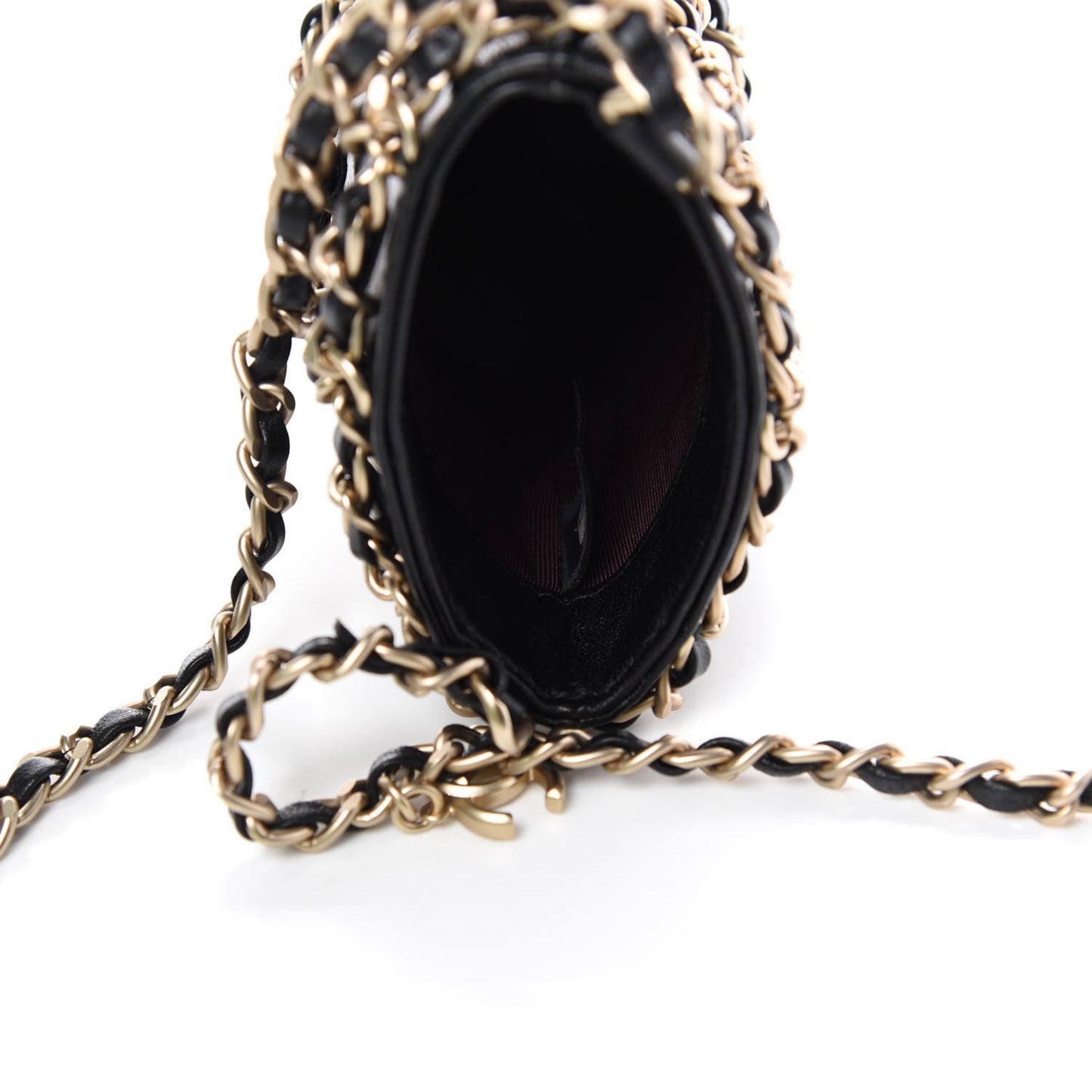 Lambskin Tech Me Out Clutch With Chain Black