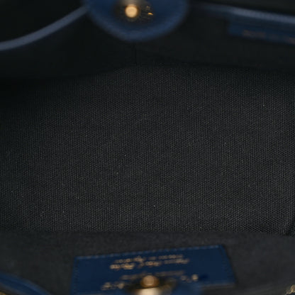 Burberry Grainy Calfskin House Check Small Banner Tote Ink Blue 5 of 13