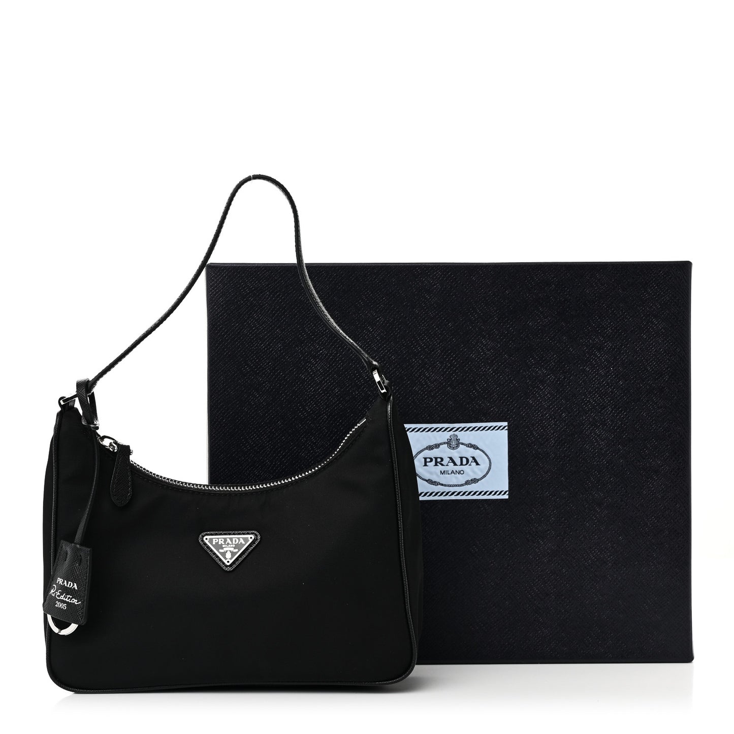 Tessuto Nylon Saffiano Mini Re-Edition 2005 Bag Black