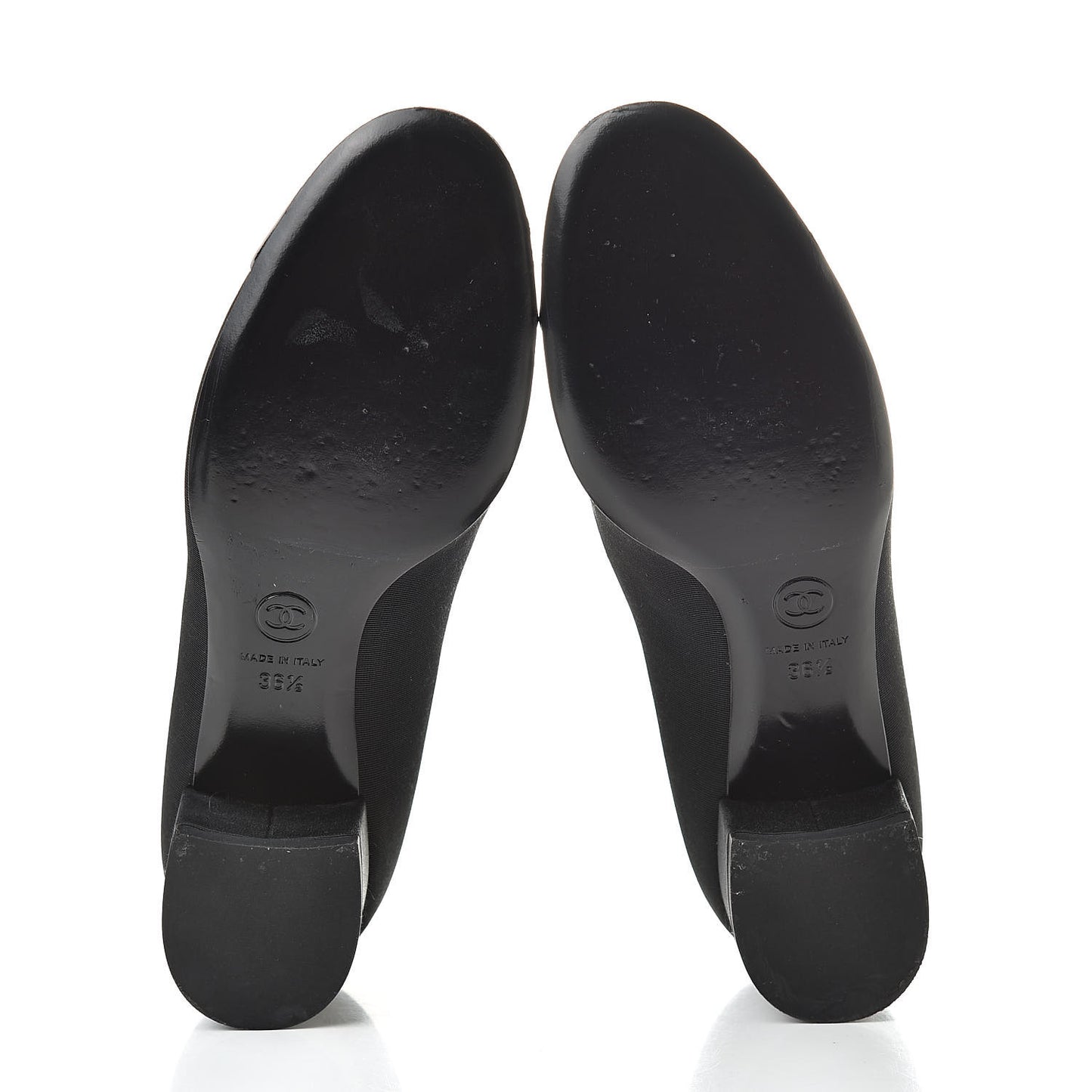 Patent Calfskin Grosgrain CC Cap Toe Pump 36.5 Black