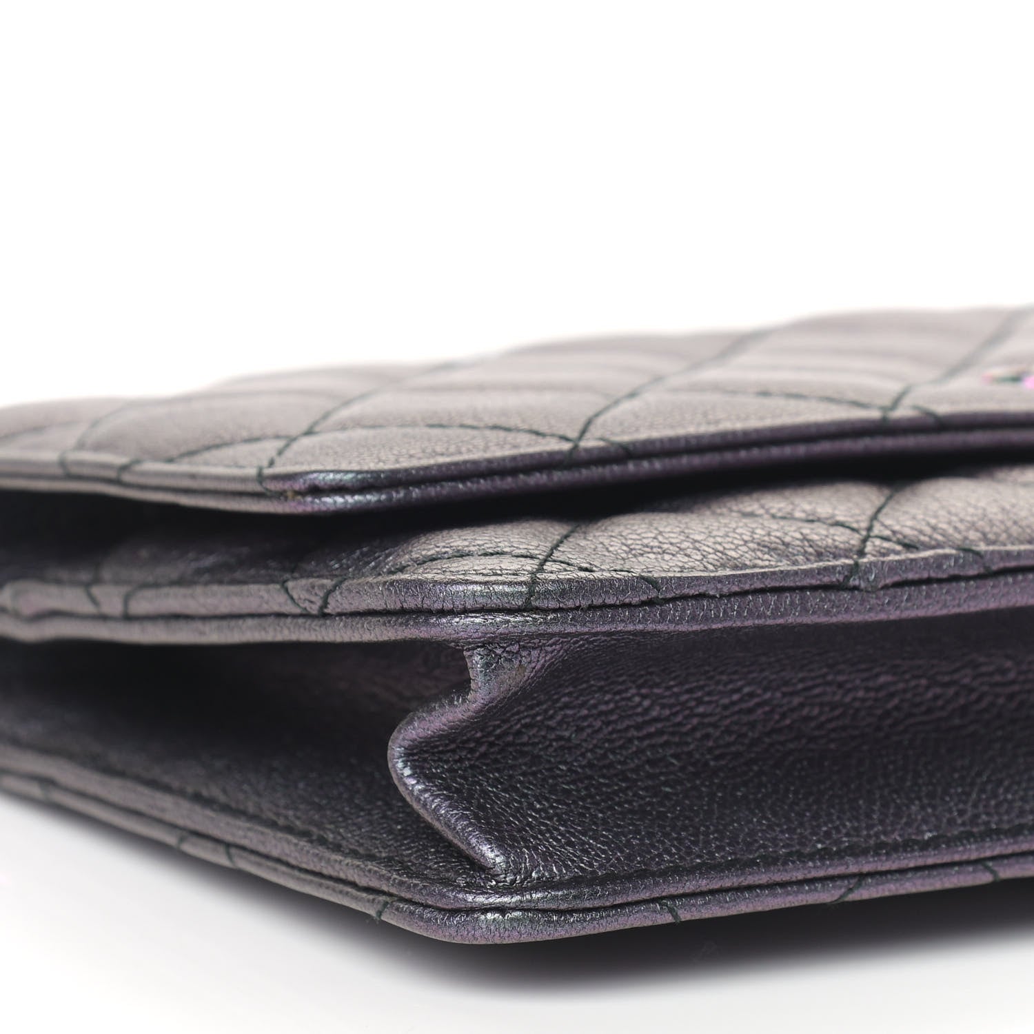 Chanel Iridescent Goatskin Quilted Wallet On Chain WOC Purple 8 of 9